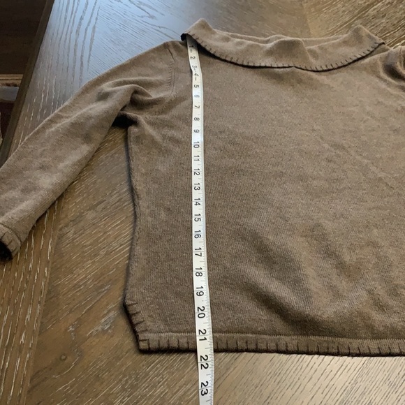 Rafaella brown scoop neckline long sleeve pullover woven knit sweater - Picture 15 of 16